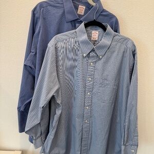 2 Brooks Brothers Traditional Fit Long Sleeve Button Down Shirt Mens 18-34 Blue